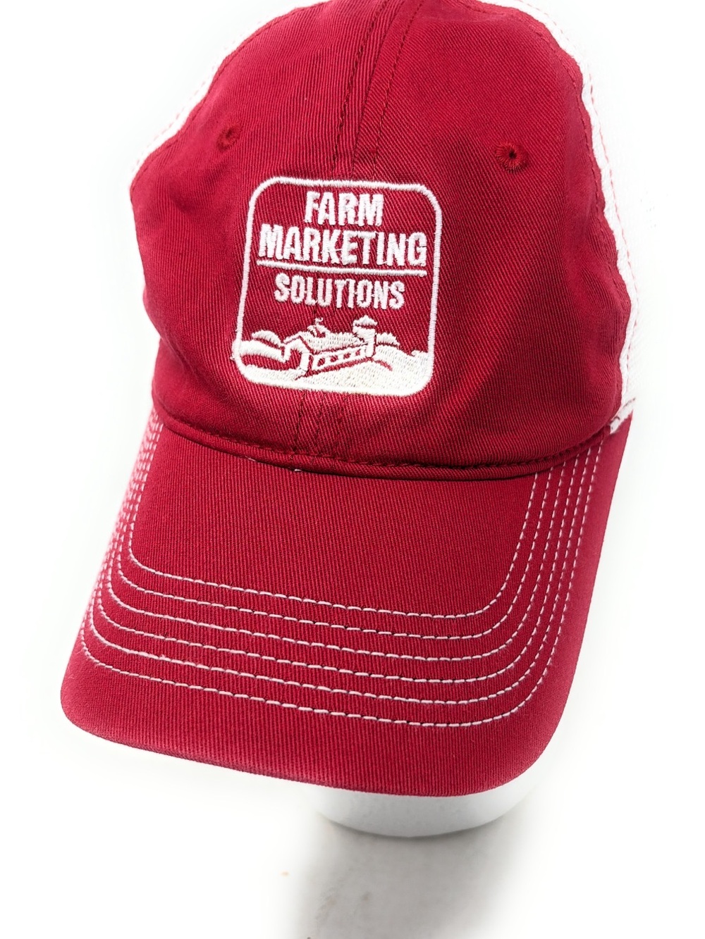 Farm Marketing Solutions Mesh Adjustable Red White Hat District Country Farmer